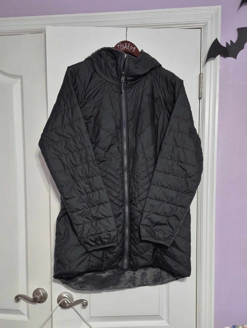 THE NORTH FACE Black Quilted Fur Lined Hooded Puffer Jacket
